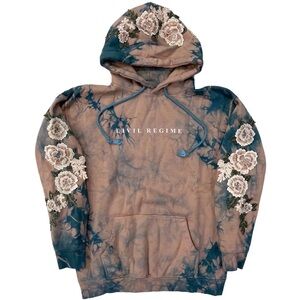 Civil Regime ROSES Blue and Tan Tie-Dye Hoodie